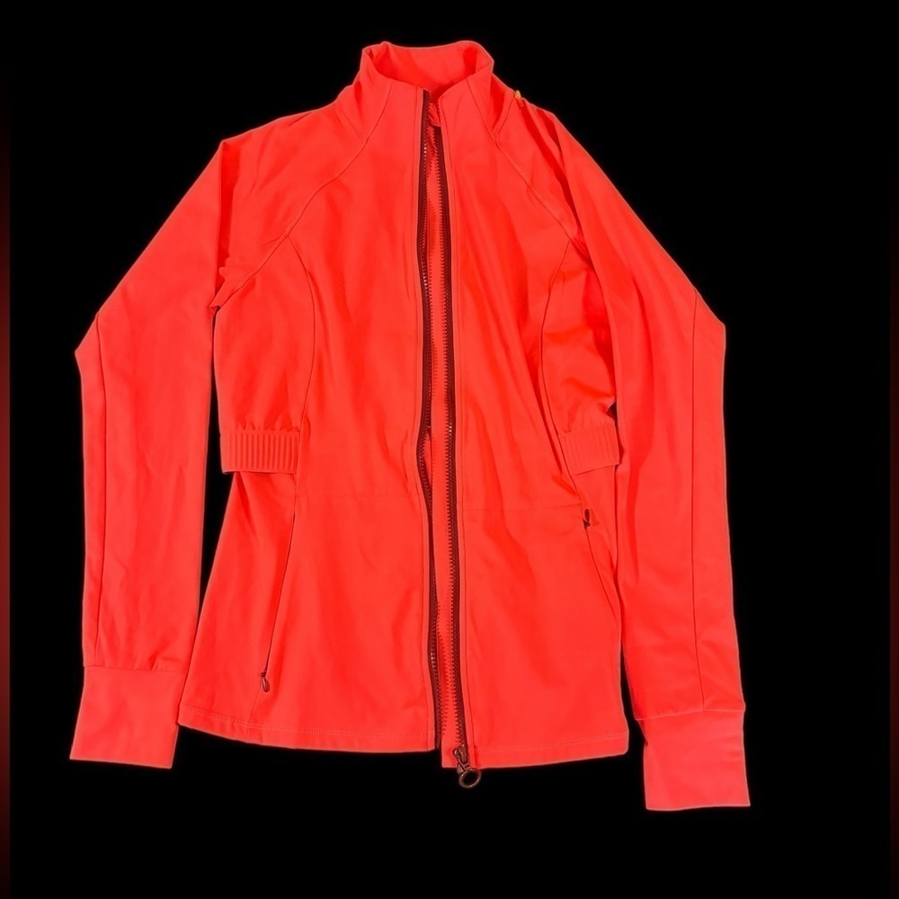 Fabletics - Bright Orange Zip Up Workout Jacket small
